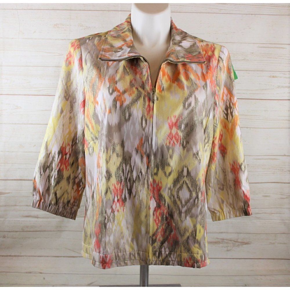 𝅺NWT Zenergy Chico's Neema 3 XL 16 Multi Foil Zip Jacket